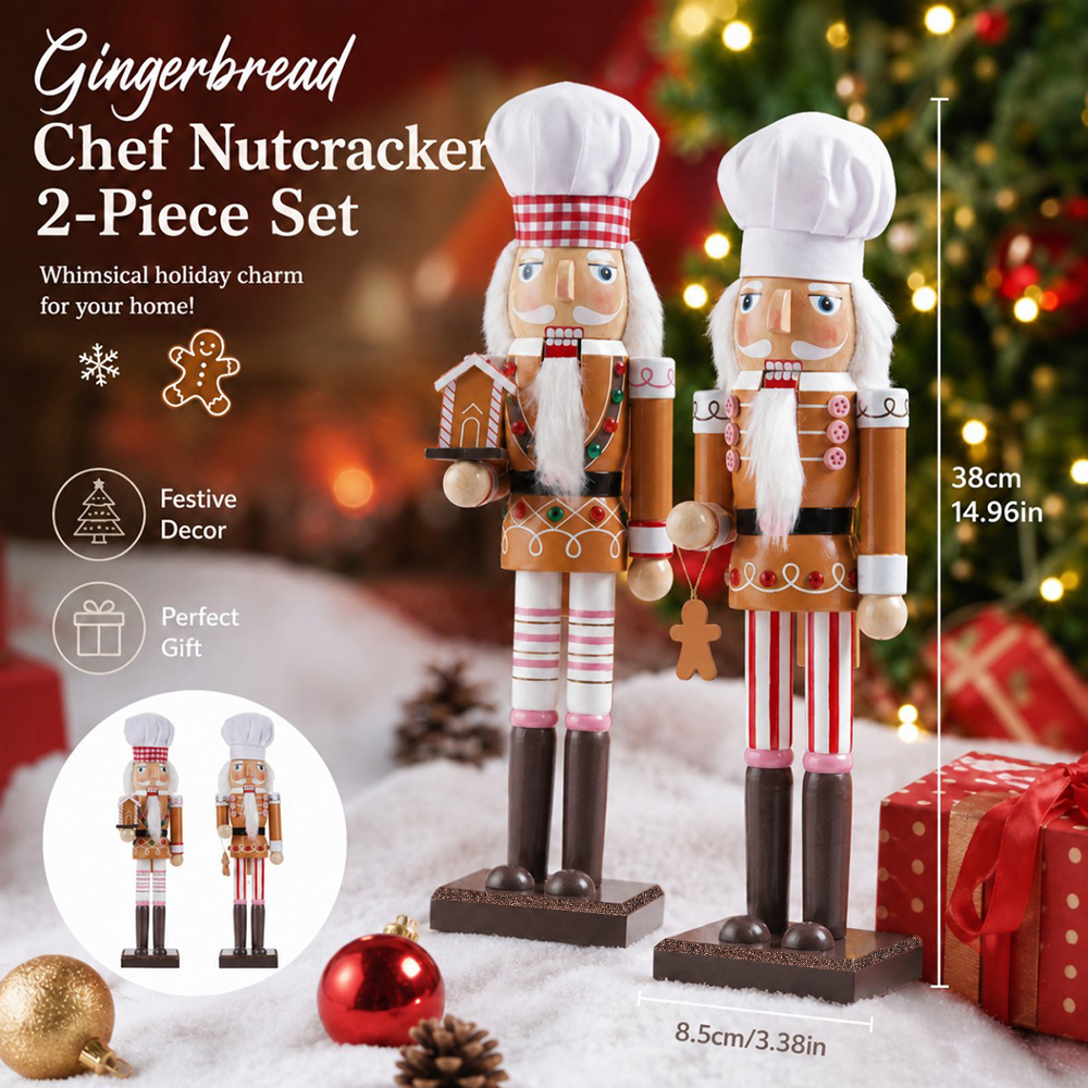 Nutcracker Figurine - 38 CM Noel Fındıkkıran Ahşap Süs